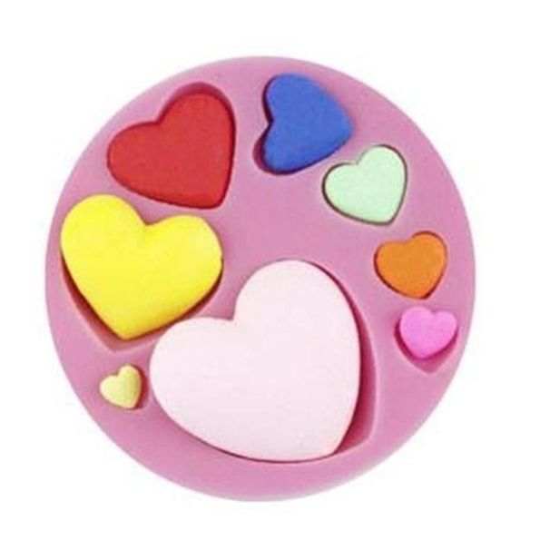 4Pcs Loving Heart Shape Silicone Fondant Mold Diyful Sweet Heart Chocolate Candy Paste Cake Decorating Tool_voghion.com