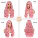 Kairuisi Lace Front Wig 24 Inch Pink - Heat Resistant Synthetic Hair, Middle Part Long Wavy Curly Wig, Natural Looking Hand-Tied + Machine Made_voghion.com