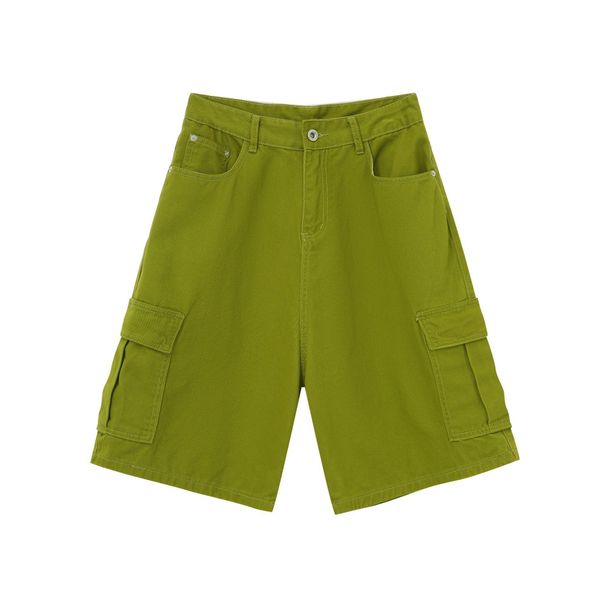 EF JEANS | 2024 Lato Nowe Amerykańskie Spodnie Street Simple Fruit Green Duże Kieszenie Kombinezony Pięciopunktowe Dla Mężczyzn I Kobiet_voghion.com