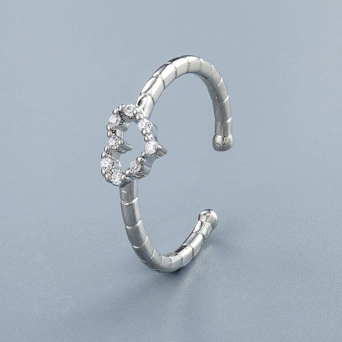 Damen-Schmuckset, modischer Damen-Herz-Diamant-Zirkon-CZ-Zeigefingerring, beliebter leichter Luxus-Ring mit offenem Design, Netz-Promi-Trend_voghion.com