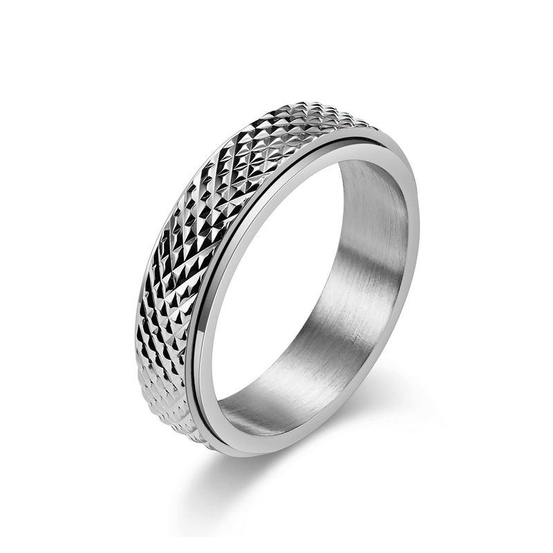 Jewelry titanium steel diamond snakeskin pattern rotating ring ring neutral style men and women trendy cool wear hand jewelry_voghion.com