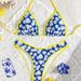 2026 Bikini New Women's European And American Style Small Daisy Print Color Block Trim High-End Set Cross-Border_voghion.com