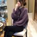 Early Autumn New Women's Top European Elegant High-end Purple Soft Design Sweater Lazy Style_voghion.com