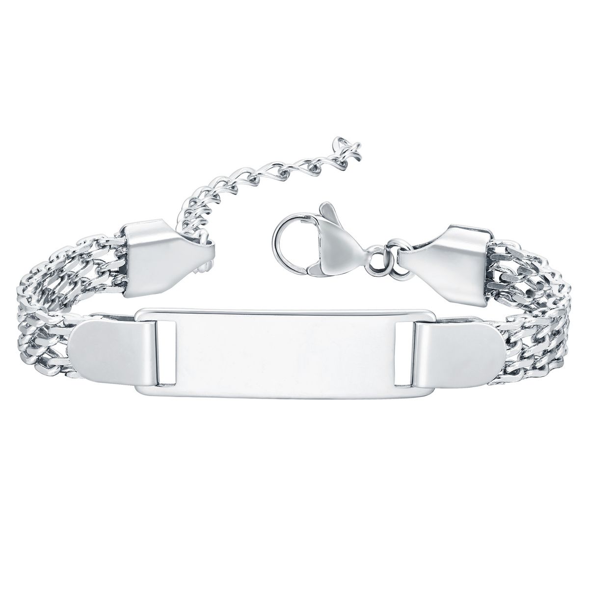 Bracciale in maglia di acciaio inossidabile per donna, bracciale per donna e bambino, piastra curva vuota in acciaio al titanio, con possibilità di incisione, braccialetto fai da te_voghion.com