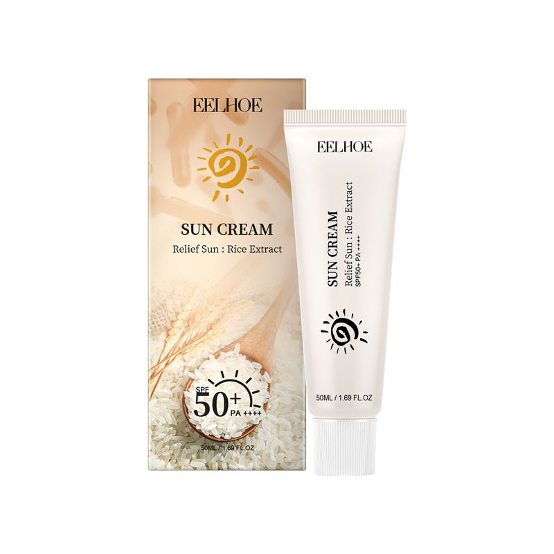 La crema protectora de arroz EELHOE es hidratante, refrescante, no pegajosa, natural y resistente a los rayos UV, lo que mejora la piel._voghion.com