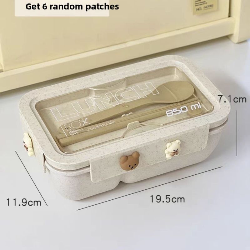 Japanese Style Bento Wheat Straw Lunch Portable Divided Office Workers Microwave Heating Food Container Insulated Box_voghion.com