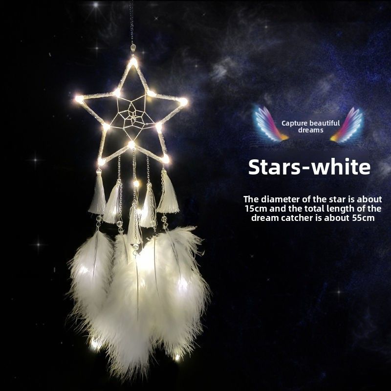 Indian Star Dream Catcher Pendant Girly Heart Wind Chime Forest Style Room Small Ornament Gift For Classmate Girl's_voghion.com
