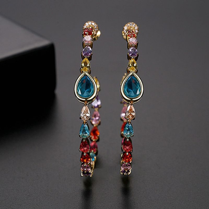 Orecchini geometrici in zircone per donna, eleganti orecchini a gancio per feste, matrimoni, abiti da sera, orecchini alla moda_voghion.com