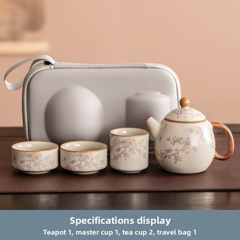 Gu Portable Travel Set Chinese Style High-End Ru Kiln Quick Outdoor Brewing Kung Fu Tea Cup Teapot_voghion.com