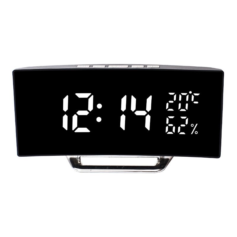 Horloge multifonctionnelle à écran LED incurvé avec affichage de la température et de l'humidité 7816_voghion.com