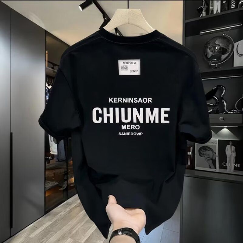 Ανδρικά ρούχα High-end βαμβακερό κοντομάνικο T-shirt Ανδρικό καλοκαίρι 2024 Νέα μόδα με στρογγυλή λαιμόκοψη μισομάνικο λευκό μπλουζάκι Ανδρικό τοπ_voghion.com
