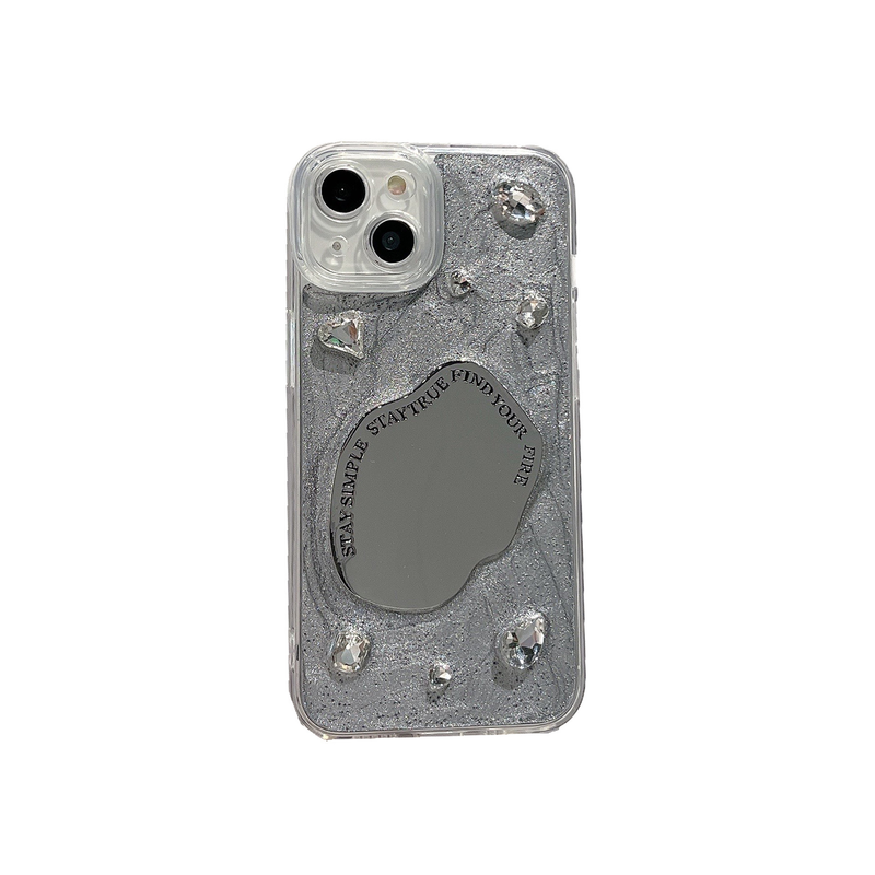 Handyhülle Grau Pigment Edelstein Spiegel passend für iPhone 15 Promax Handyhülle 14 Apple 13 Kleber 12 Galvanisierter Rand_voghion.com
