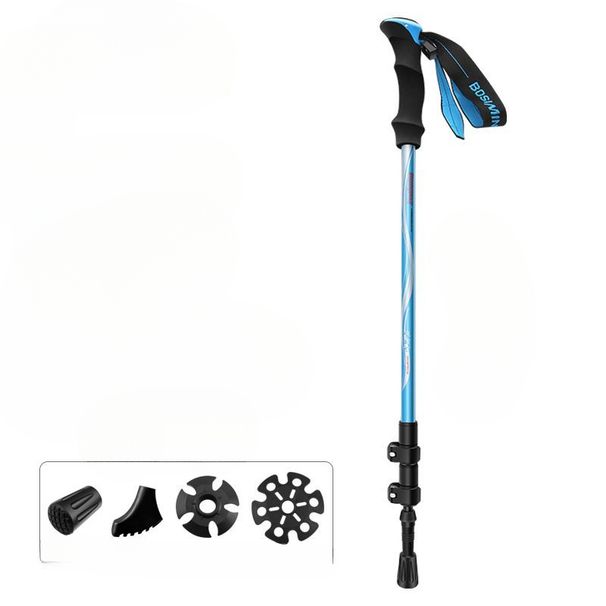 Bastone da trekking Bosim super leggero, robusto e antiscivolo, in fibra di carbonio, telescopico e portatile, a tre sezioni_voghion.com