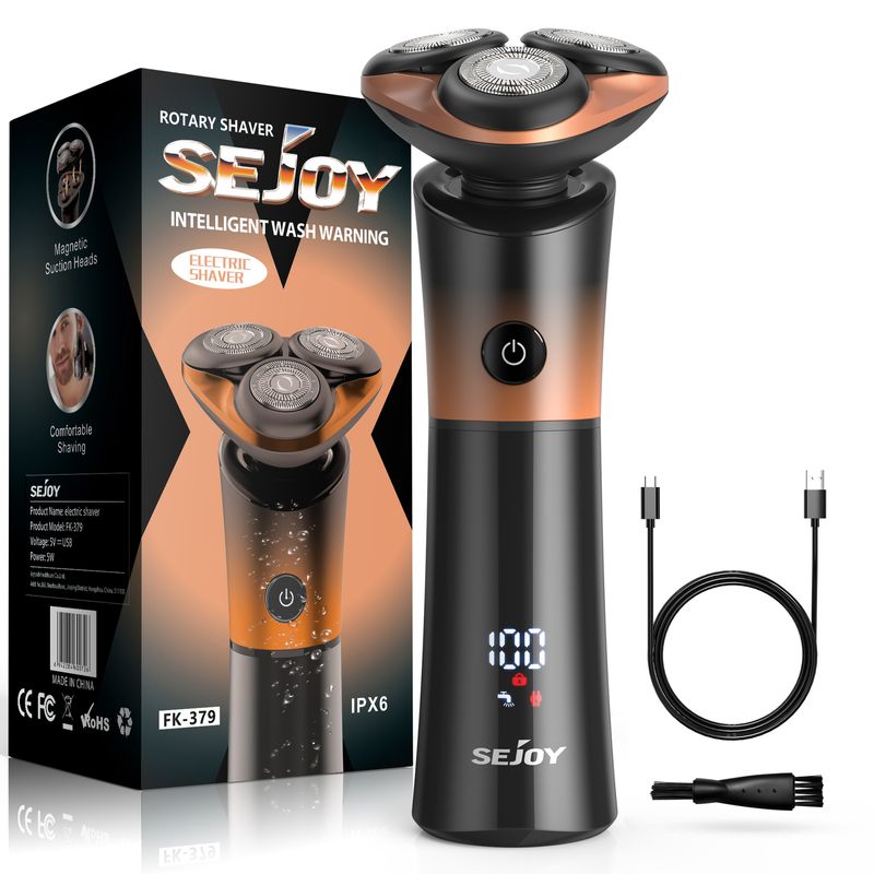 Rasoir électrique rotatif rechargeable sans fil pour hommes, coupe-favoris_voghion.com