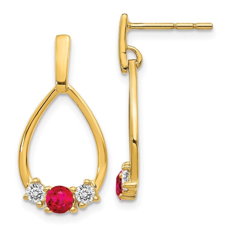 14k Ruby And White Sapphire Post Dangle Earrings_voghion.com