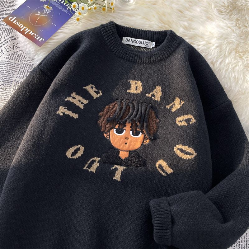 Men's Clothing Sweater men's autumn and winter thickened new trendy brand vintage lazy style knitted sweater jacket_voghion.com