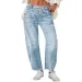 Retro-Bananenhose, lockere Jeans mit weitem Bein, mittlere Taille, gerades Bein, Denim, lockere Passform, gerade geschnittene Freizeitjeans für Damen_voghion.com
