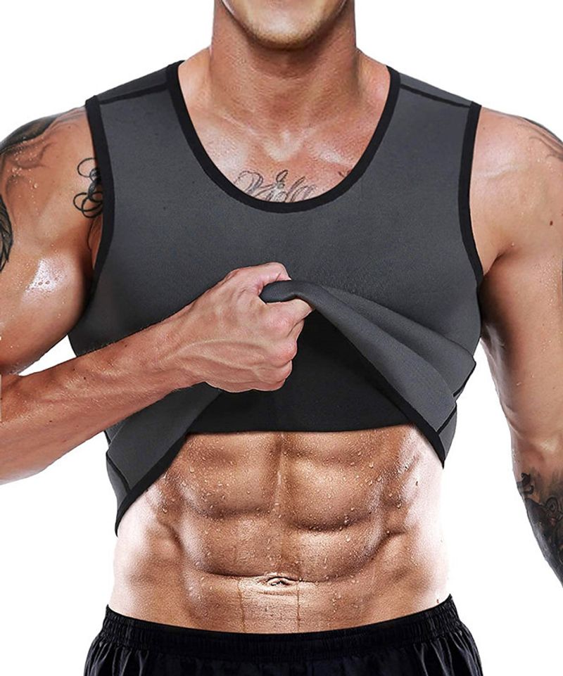 Fitness clothes sports body zipper men's corset neoprene large size tummy tuck sweat shapewear_voghion.com