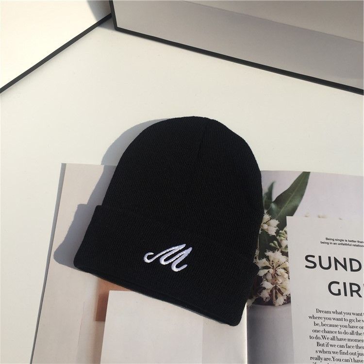 Moški in ženski klobuki Volnena kapa ženska zimska topla kapa moški in ženske univerzalna preprosta vezenina enobarvni pulover kapa pletena kapa hladna kapa plima_voghion.com