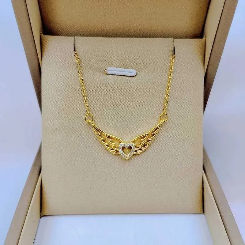 Collane Moda Ciondolo Collana Ali d'Angelo Classico Personalità Forma di Cuore Versatile Ciondolo Squisito Catena Clavicola_voghion.com