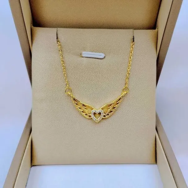 Collane Moda Ciondolo Collana Ali d'Angelo Classico Personalità Forma di Cuore Versatile Ciondolo Squisito Catena Clavicola_voghion.com