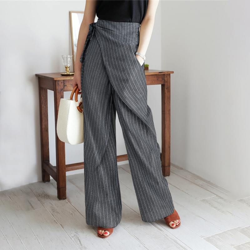Women's Clothing Autumn New Hot Selling Striped Lace-up Pants_voghion.com