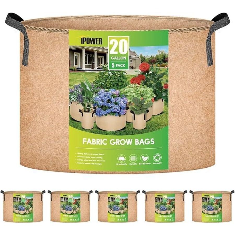 Strap Bags With Grow Pack Garden 20 20 Gallon Pots 5 For Handles Gall Aeration Tan Planting And 5Pack Fabric Container Nonwoven_voghion.com