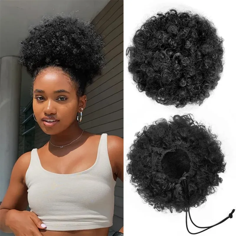 Păr afro-creț în coadă de cal pentru femei afro-americane_voghion.com