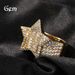 Anello da uomo con stella in zirconia cubica, stile hip hop, dichiarazione di moda, in oro e argento, taglie 7-9, anello con stella a cinque punte in pietra quadrata T_voghion.com