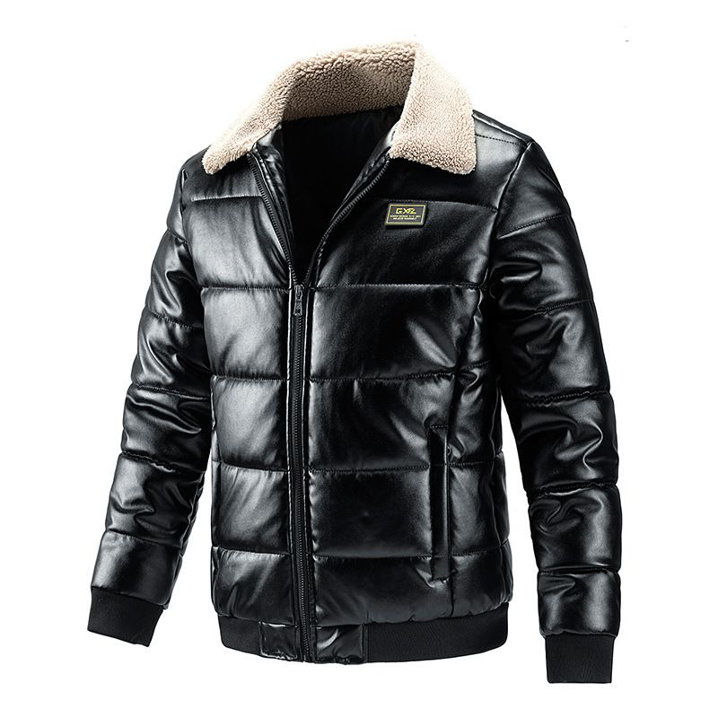 Herren-Bikerjacke aus Kunstleder – Wintermantel mit Sherpa-Futter und Bündchen mit Reißverschluss (M-5XL, Slim Fit, kratzfestes PU, Retro-Motorrad-Stil)​_voghion.com