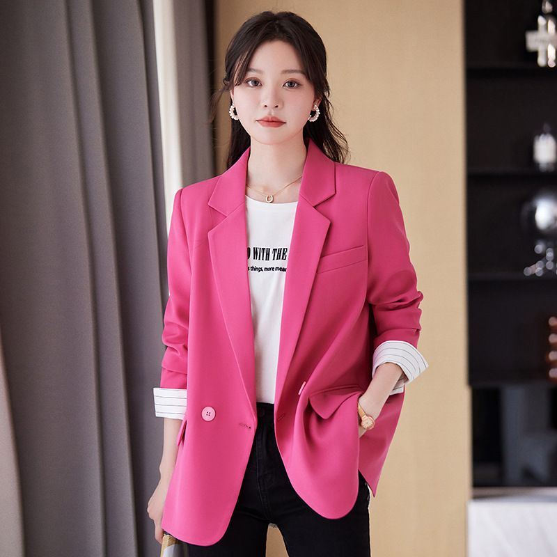 Veste blazer élégante pour femme – Haut de costume slim à revers longs (rose rouge, S-2XL)_voghion.com