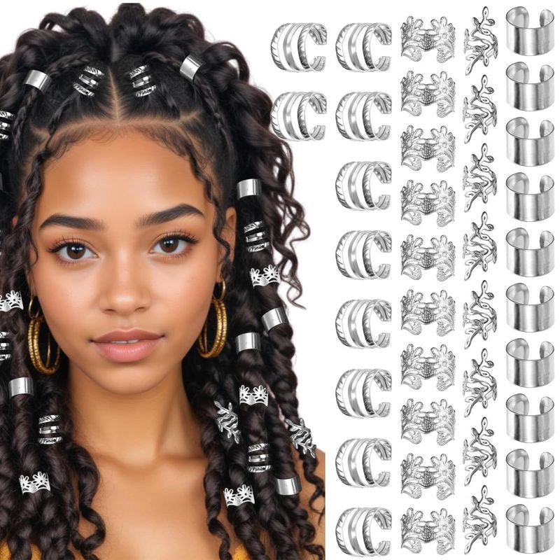 Haarspelden en -spelden Dreadlock gesp pruik ring haarverlenging ring set gegalvaniseerde gouden en zilveren haarspeld haarspeld haaraccessoires combinatie_voghion.com