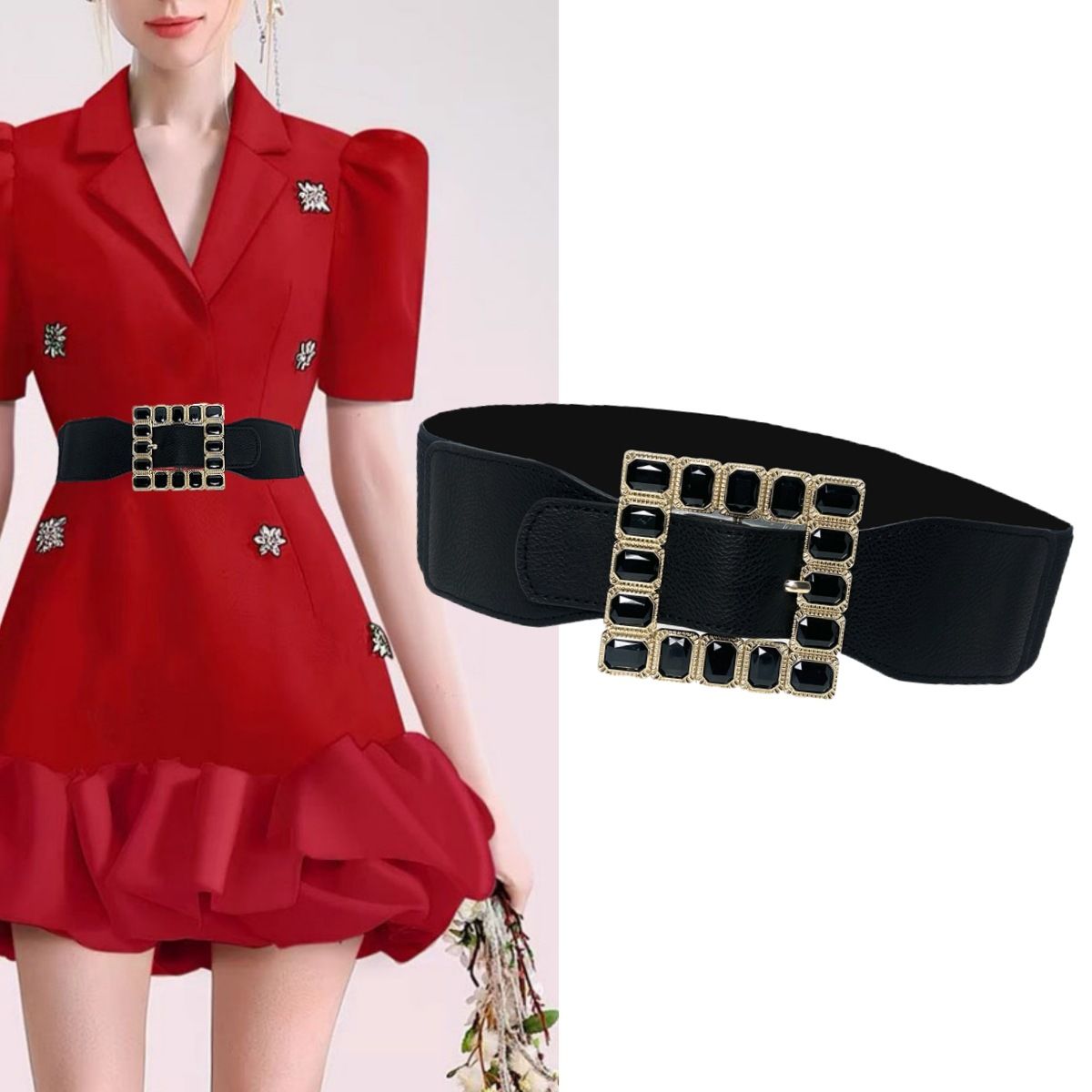 【】 Damengürtel, modisch, breit, für Kleider, hochwertiger Bund, eingelegt_voghion.com