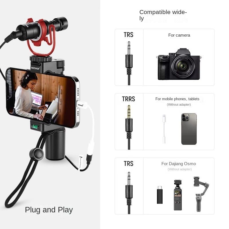 CM14 Professionele Plug-and-Play-microfoon, compatibel met smartphones, tablets en pc's voor heldere mobiele opnames, ideaal voor vloggen en livestreamen_voghion.com