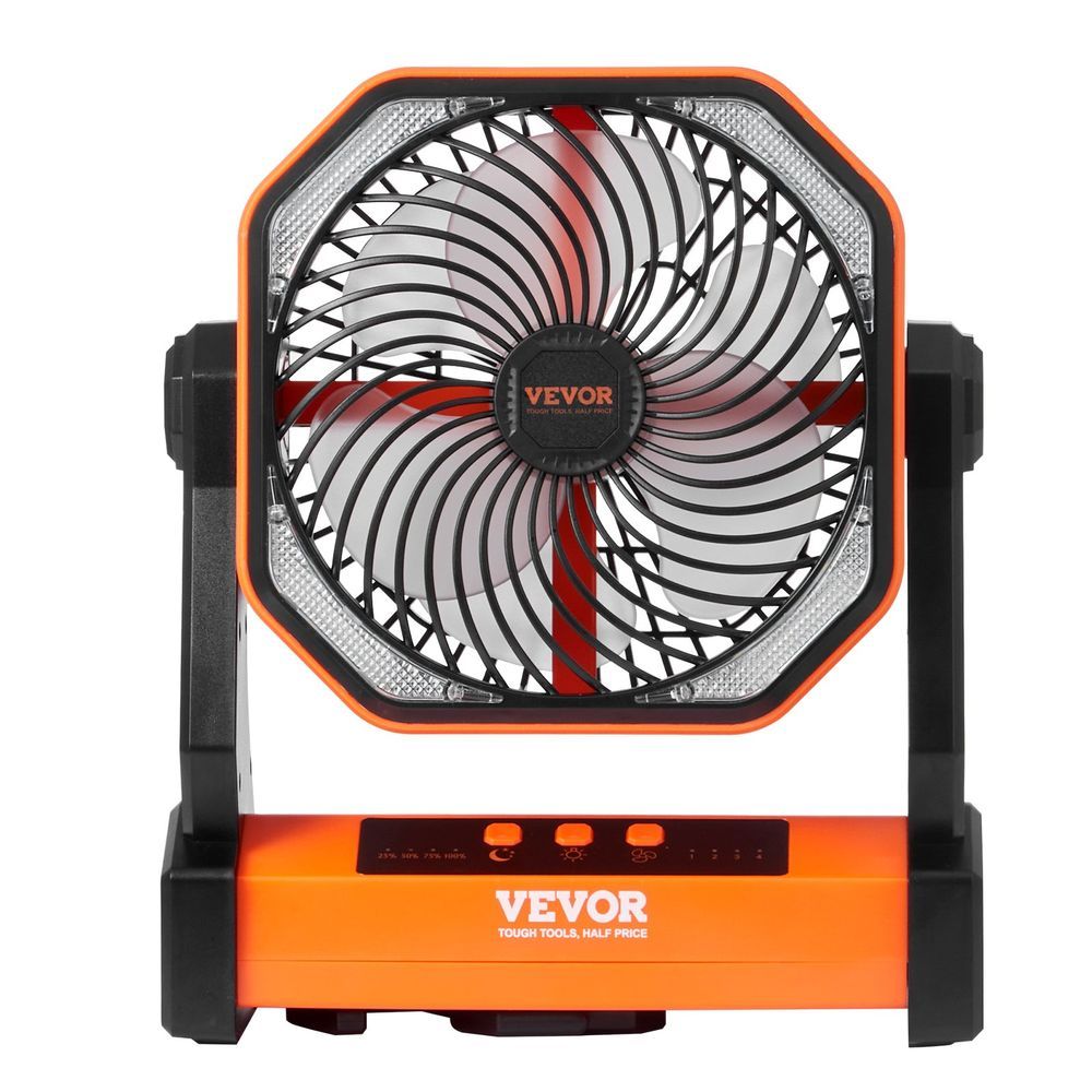 VEVOR Tragbarer Ventilator, wiederaufladbar, 8 Zoll, batteriebetriebener Ventilator mit LED-Laterne, 4 Geschwindigkeiten einstellbar, tragbarer kleiner Tischventilator, persönlich, USB-Akkubetrieb_voghion.com