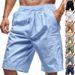 Pantaloncini estivi in lino da uomo - Pantaloncini da spiaggia casual traspiranti e comodi con elastico in vita, leggeri e ad asciugatura rapida_voghion.com