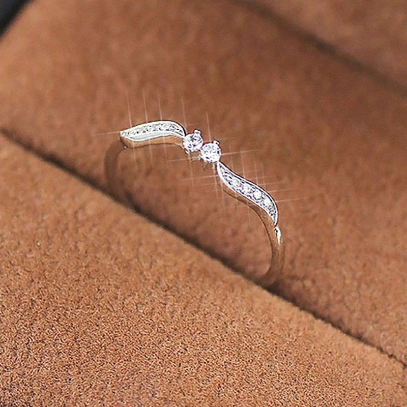 Designice Anello da donna in argento sterling con foglia di salice e stella binaria e diamanti_voghion.com