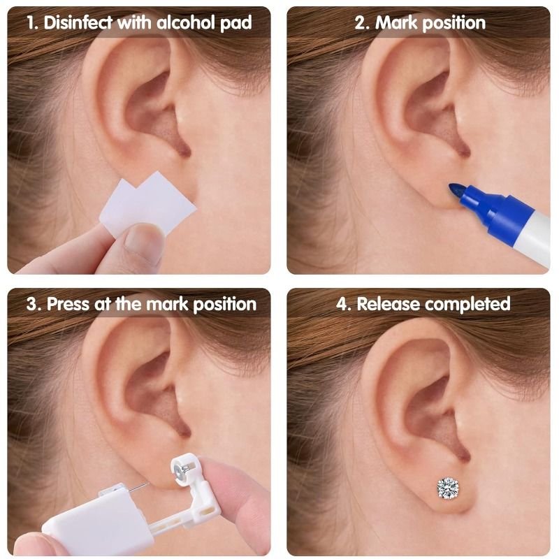No Inflammation Safe Ear Piercing Gun Kit Disposable Disinfect Earring Piercer Machine Studs Nose Body Jewelry Piercing Tool_voghion.com