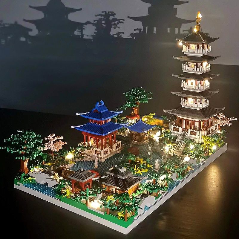 5186 STÜCKE Chinesische Architektur Micro Bausteine Turm Westsee Bäume DIY Diamant Ziegel Mit Licht Spielzeug Für Kinder Erwachsene Geschenke_voghion.com
