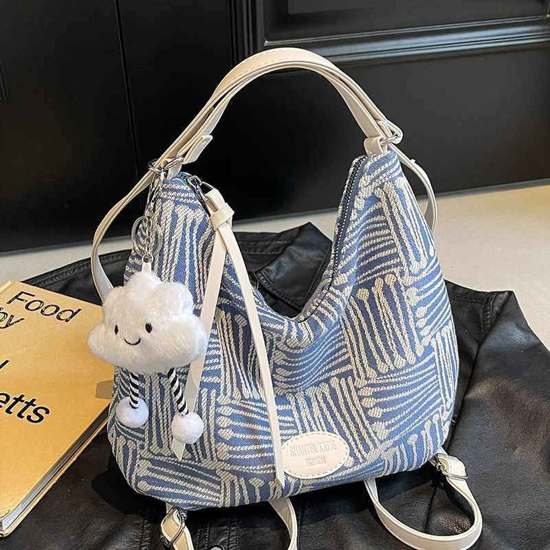 Sac en toile pour femme 2024 nouveau sac à bandoulière simple à double usage pour collège d'automne, sac à dos de transport polyvalent_voghion.com