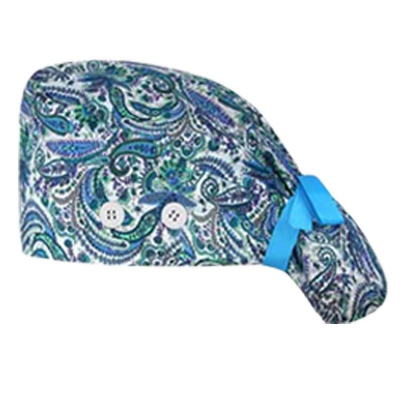 Casquette de travail en coton pour femme avec bouton et ruban, bonnet chirurgical pour cheveux longs, bonnet de chimiothérapie, bonnet d'hygiène pour chef, turban_voghion.com