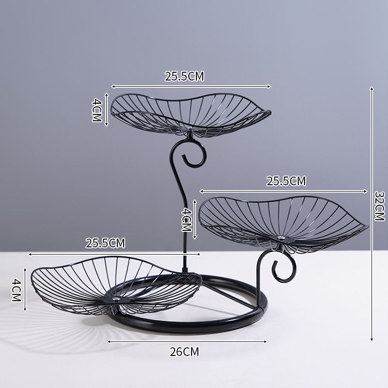 Handcrafted European-Style 3-Tier Metal Fruit Basket - Elegant Multi-Purpose Display Stand For Home & Commercial Use (Gold/Black)_voghion.com