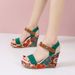 2025 New Large Shoes, High Sandals, Slope Heels, Embroidered One Word Buckle With Open Toe Thick Bottom, Women's_voghion.com
