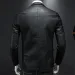 Vestes en cuir synthétique pour homme, col rabattu, coupe cintrée, noir, daim, moto, décontracté, neuf, 2025_voghion.com