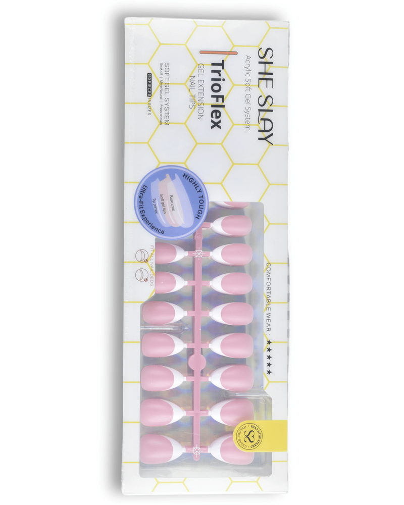 SheSlay Trio Flex Gel French Tip Nails | Pre-Colored Press-On Nail Extensions_voghion.com