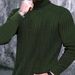 Autumn/Winter Men's Solid Color High-Neck Sweater European Size Fashion Twisted Cable-Knit Pullover Base Layer_voghion.com