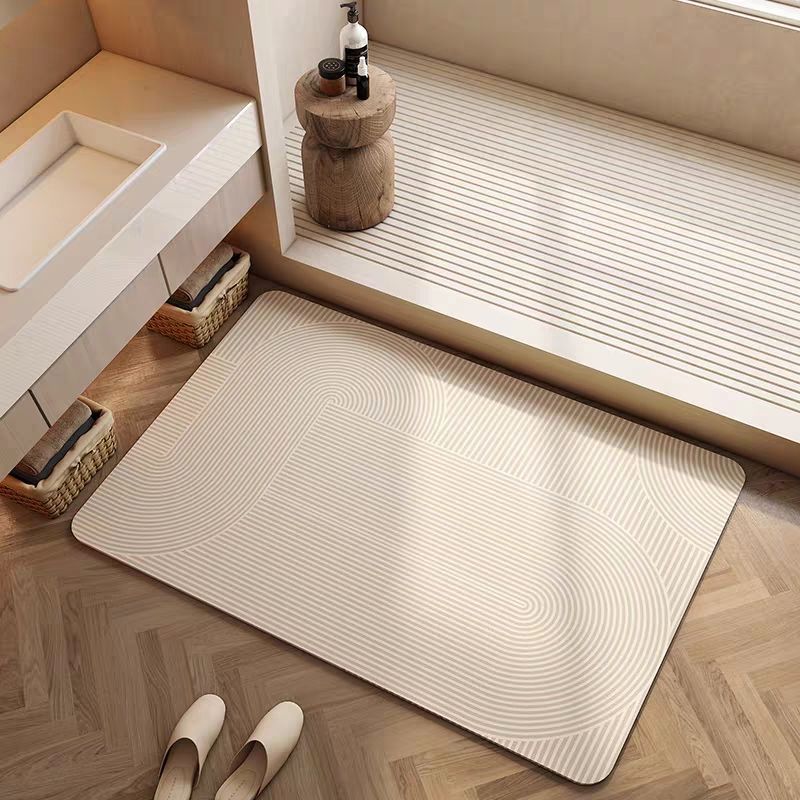 Diatomaceous Earth Non-Slip For Bathroom Entrance Cream Style Kitchen Strong Water Absorption Quick-Dry Toilet Foot Mat_voghion.com