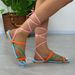 Women's Shoes Summer Large Size Women's Shoes Sexy Square Head Color Strap Flat Shoes Cross Strap Sandals Women_voghion.com