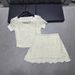 High-Quality 25-Year Summer New Dijia Butterfly Hollow Short-Sleeve Pullover + Knitted Half-Skirt Women's Two-Piece Set_voghion.com