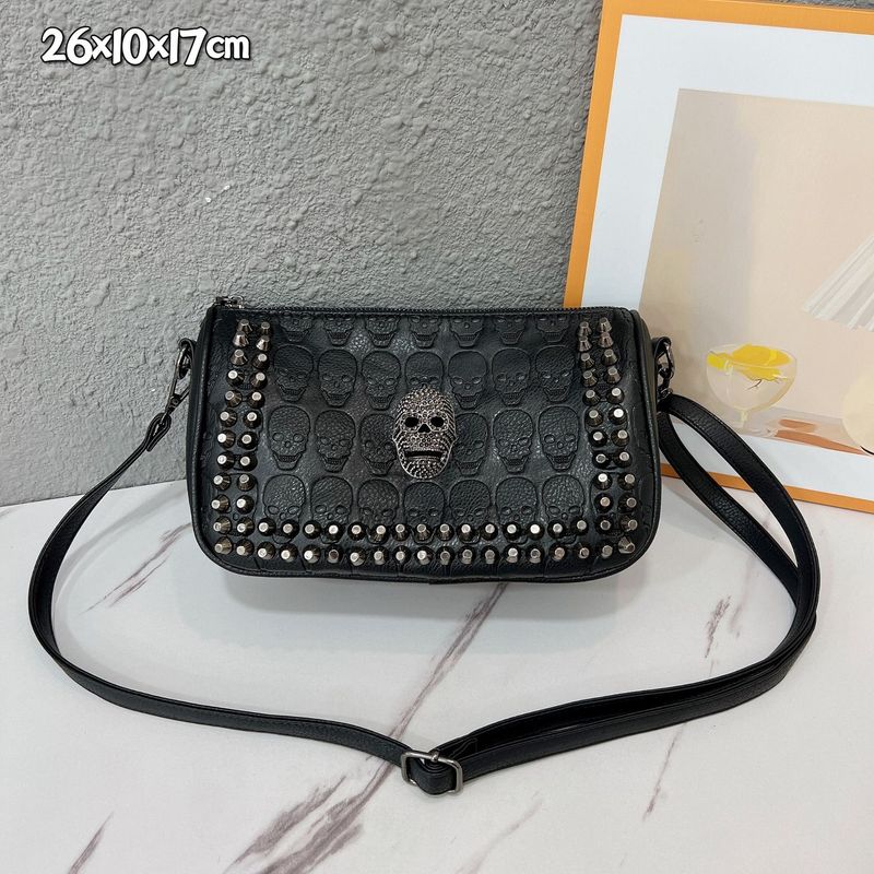 Borsa a tracolla vintage con teschio per donna - Borsa a tracolla in stile gotico boho - Borsa a mano casual retrò con tracolla regolabile_voghion.com